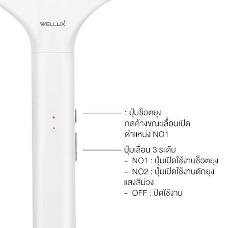 ไม้ตียุง WELLUX รุ่น MS977 พร้อมไฟล่อยุงแสงสีม่วง_2